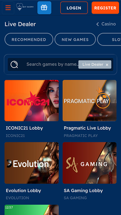 Croupier en direct mobile de Bof Casino