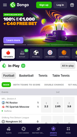 Sport mobile di Bongo Casino