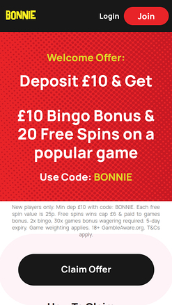 Promotions de Bonnie Bingo sur mobile