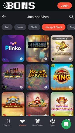 Jackpot mobile de Bons Casino