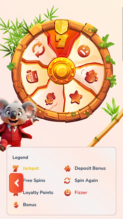 Ruota della fortuna mobile di Bonza Spins Casino