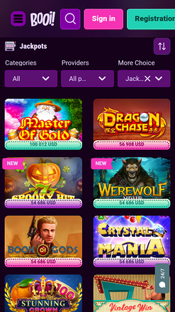 Jackpot móvel do Booi Casino