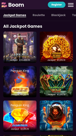 Jackpot mobile de Boom Casino