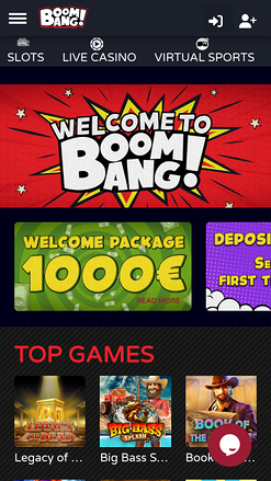 Boombang Casino Móvil Página de inicio