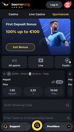 Sports mobiles de Boomerang Casino