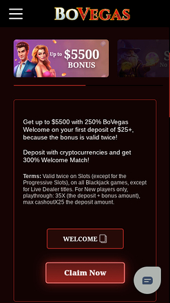 Promociones móviles de BoVegas Casino
