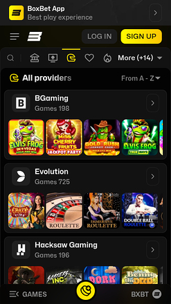 BoxBet Casino mobile Spieleentwickler