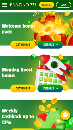 Promociones móviles de Brazino777 Casino