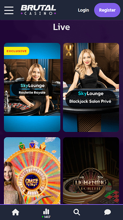 Croupier en direct mobile de Brutal Casino