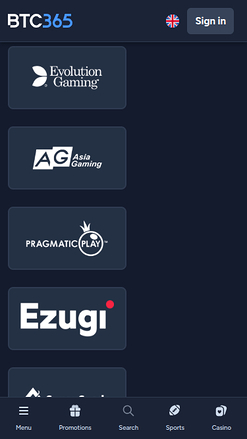 Développeurs de jeux mobiles de BTC365 Casino