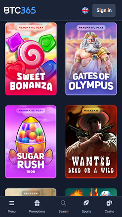 Jeux mobiles de BTC365 Casino