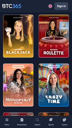 Croupier en direct mobile de BTC365 Casino