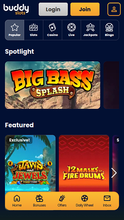 Jeux mobiles de Buddy Slots Casino