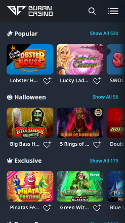 Jeux mobiles de Buran Casino