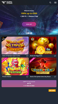 Page d'accueil mobile de Buran Casino