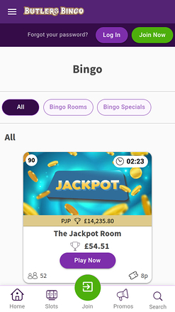 Bingo mobile de Butlers Bingo