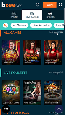 Croupier en direct mobile de Bzeebet Casino