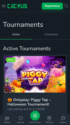 Tournois mobiles de Cactus Casino