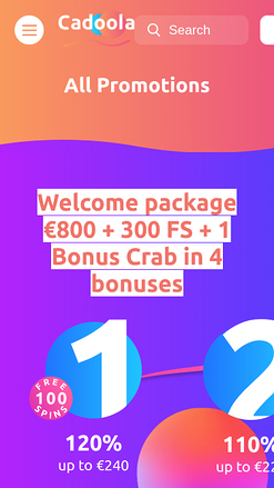 Promotions mobiles de Cadoola Casino