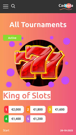 Tournois mobiles de Cadoola Casino