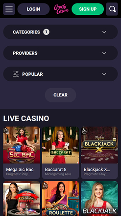 Dealer dal vivo mobile di Candy Casino