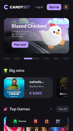 Página de inicio de CandyBet Casino para móviles