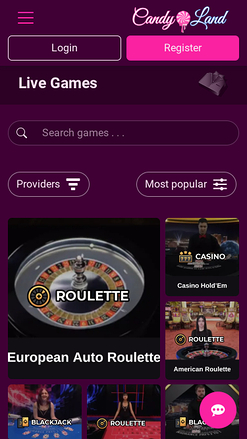 Croupier en direct mobile de CandyLand Casino