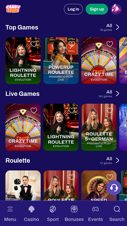 CandySpinz Casino Mobile Croupier en Direct