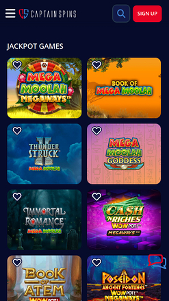 Jackpot Mobile du Casino Captain Spins