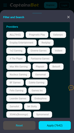 Desarrolladores de juegos de Captainsbet Casino en móvil