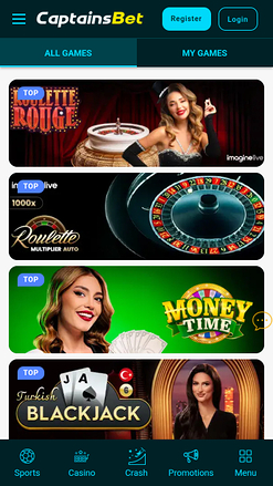 Crupier en vivo de Captainsbet Casino en móvil