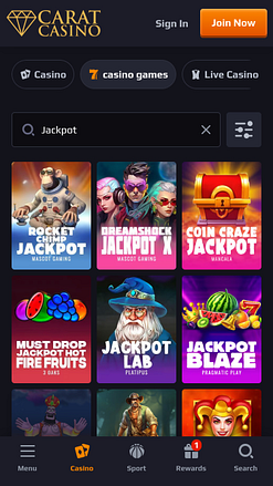 CaratCasino Мобильный джекпот