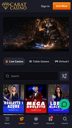 CaratCasino Casino Mobile Live Dealer