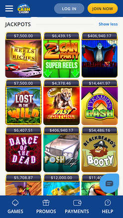 Jackpot mobile de Cash Cabin Casino