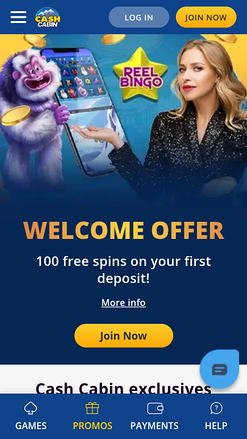 Promotions mobiles de Cash Cabin Casino