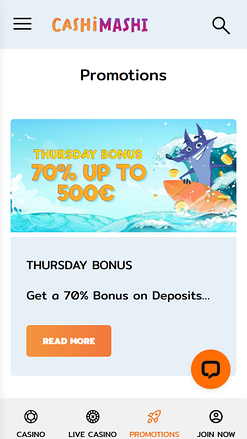 Promozioni mobili di Cashimashi Casino