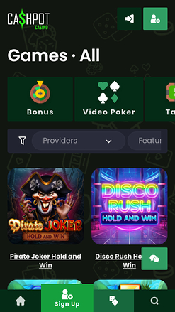Juegos de Cashpot Casino Versión móvil