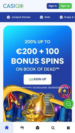 Page d’accueil du casino Casigo sur mobile