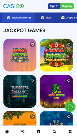 Jackpots du casino Casigo sur mobile