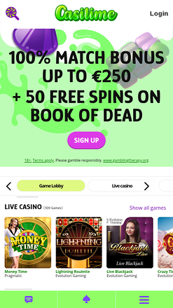 Casilime Casino Homepage Mobile