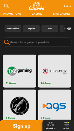 Développeurs de jeux du Casimba Casino Version mobile