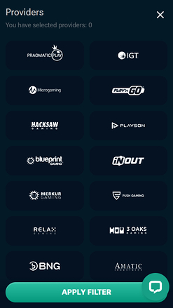 Sviluppatori di giochi del Casineia Casino Versione mobile