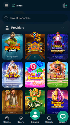 Giochi del Casineia Casino Versione mobile