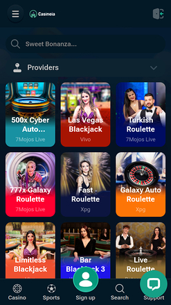 Casinò dal vivo Casineia Versione mobile