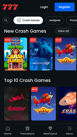 Jeux crash mobiles de Casino 777