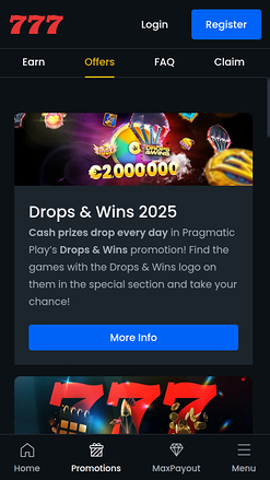 Promotions mobiles de Casino 777