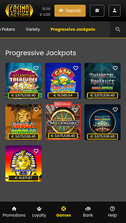 Jackpot mobile de Casino Action