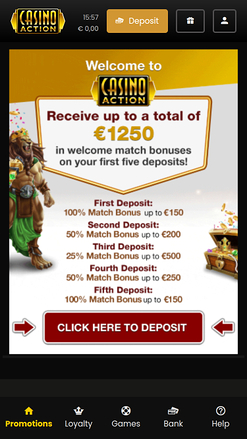 Promotions mobiles de Casino Action