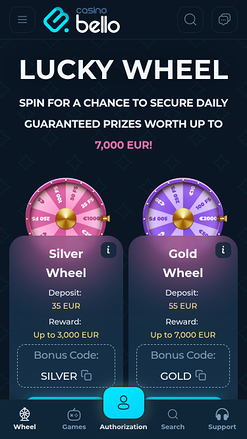 Casino Bello Mobile Lucky Wheel