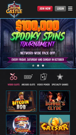 Casino Castle Mobile Homepage